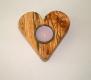 Herz aus gemasertem Erlen-Holz, ca. 12 x 3 cm, Holzherz mit einem Teelicht - Maserholz