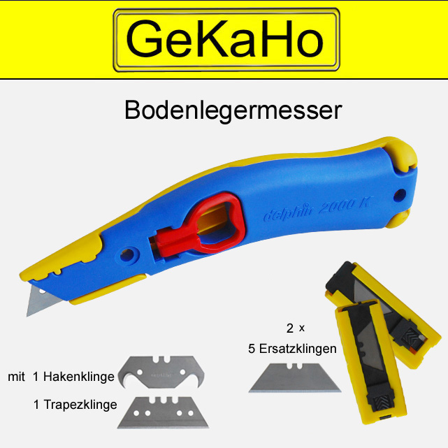 Cuttermesser-Set "Delphin" 2000 K, Bodenverleger-Messer fr Teppichleger, Teppichmesser + 12 Klingen