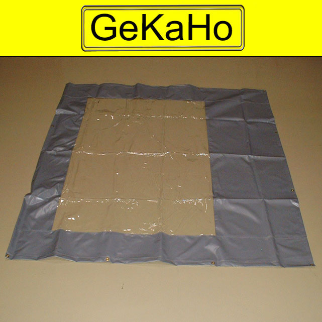 PVC Zeltplane, Festzeltplane, mit Fenster ca. 600g/qm - Farbe: grau+klar Gre: 2,50 m x 2,60 m (2. Wahl)