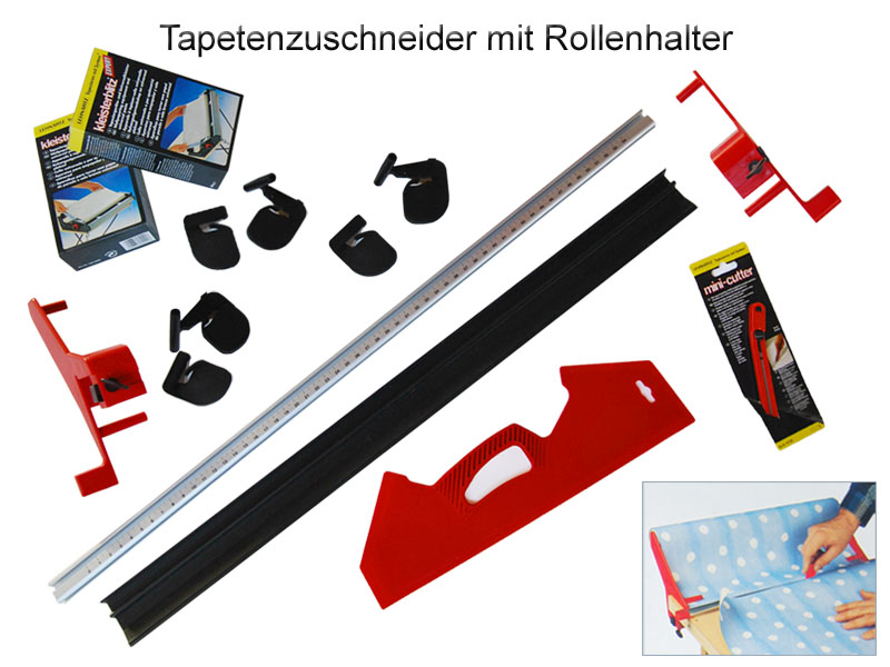 7 tlg. Tapetenzuschneide Set: Tapetenzuschneider, Messer, Spachtel, 2 x Kleister[99 0020 LE]