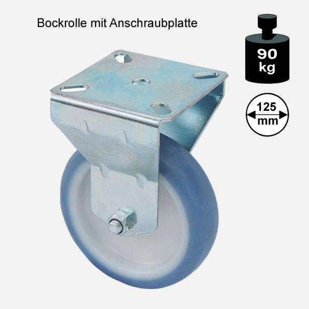 Mbelrolle, Rad, Transportrolle, Softrolle "Soft-Bockrolle" 125 mm